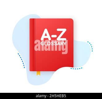 Glossaire.Badge avec livre.Icône Dictionnaire.Illustration du stock vectoriel. Illustration de Vecteur
