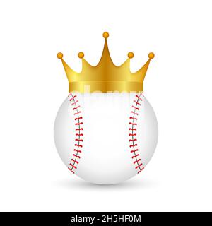 Balle de baseball dans la couronne royale d'or, roi du sport.Illustration du stock vectoriel. Illustration de Vecteur