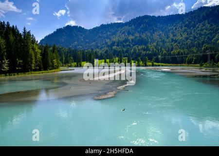 Sachensee près de Wallgau, Obernachkanal, haute-Bavière, Bavière, Allemagne Banque D'Images