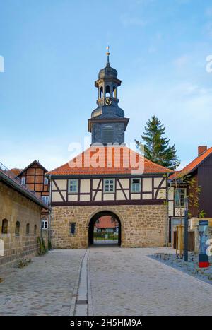 Gatehouse, monastère de Michaelstein, Blankenburg, Harz, Saxe-Anhalt,Allemagne Banque D'Images