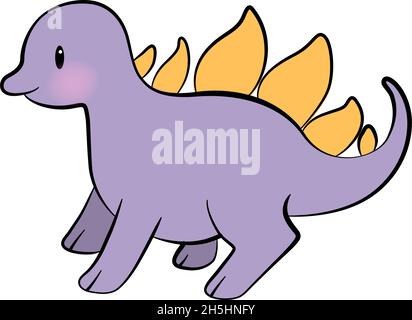 Illustration du vecteur de dinosaure de bébé.Mignon stegosaure dessin animé isolé.Vecteur animal dinosaure amusant.Joyeux vecteur de personnage de dessin animé coloré Illustration de Vecteur