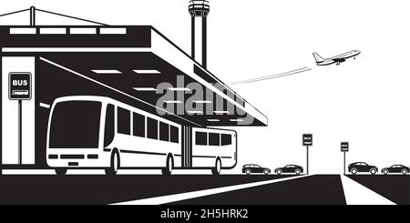 Bus du terminal de l'aéroport au parking - illustration vectorielle Illustration de Vecteur
