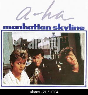 Couverture de disque unique vintage - A-HA - Manhattan Skyline - D - 1987 Banque D'Images