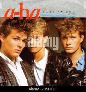 Couverture d'un seul record vintage - A-HA - Take On Me - D - 1985 01 Banque D'Images