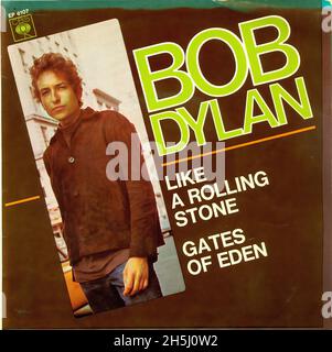 Couverture du record unique vintage - Dylan, Bob - comme Une pierre à roulement - Espagne - 1965 Banque D'Images