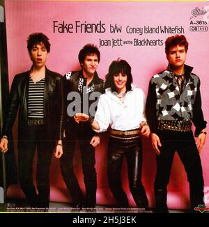 Couverture de disque unique vintage - Jett, Joan - Fake Friends - D - 1983 02 Banque D'Images