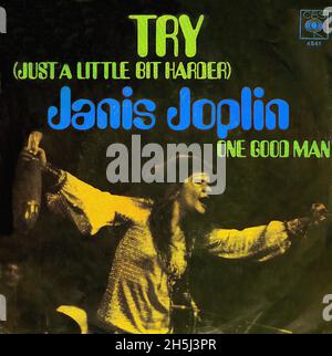 Vintage single record cover - Joplin, Janis - try (juste Un peu plus dur) - D -1970 Banque D'Images