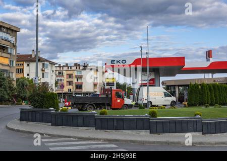 Station-service EKO dans la ville de Kazanlak dans la province de Stara Zagora en Bulgarie Banque D'Images