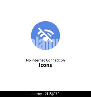 Pictogramme signe pour pas de WiFi sans fil ou signe pour l'accès à Internet à distance pour votre conception.Icône vectorielle bleue isolée sur fond blanc Illustration de Vecteur
