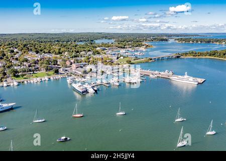 Image aérienne de Sag Harbor, NY Banque D'Images