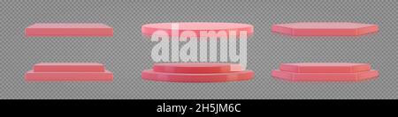 Socle rose vide pour la présentation du produit.Podiums sur fond transparent.Plates-formes vectorielles 3D réalistes avec espace libre.Maquette minimaliste Illustration de Vecteur