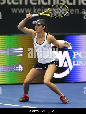 Linz, Autriche, 10 novembre 2021.Danielle Collins, joueur de tennis américain, en action au tournoi Ladies Linz en haute-Autriche, à Linz, le mercredi 10 novembre 2021.© Juergen Hasenkopf / Alamy Live News Banque D'Images