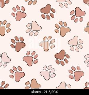 Motif Paw doodle sans coutures.Arrière-plan de l'illustration numérique. Illustration de Vecteur