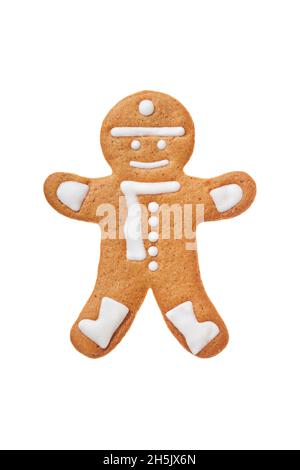 Pain d'épice de Noël, biscuit sucré maison, isolé sur fond blanc Banque D'Images