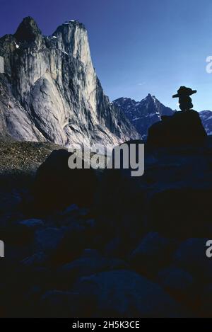 Le parc national Auyuittuq, Mt. Thor, l'île de Baffin, Territoires du Nord-Ouest, Canada Banque D'Images