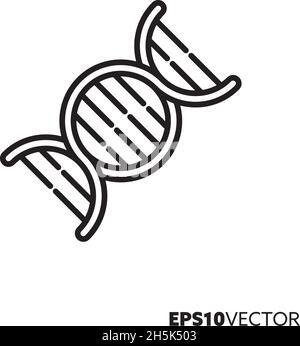 Icône de ligne de brin d'ADN.Symbole de contour de la macromolécule à double hélice.Science, soins de santé et médecine concept illustration vectorielle plate. Illustration de Vecteur