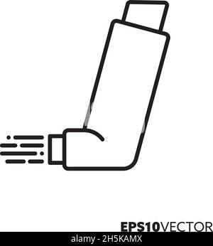 Icône de ligne d'inhalateur pour asthme.Symbole de contour de l'équipement médical.Illustration vectorielle plate du concept de soins de santé et de médecine. Illustration de Vecteur