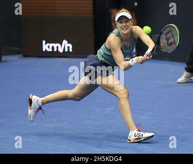 Linz, Autriche .10 novembre 2021.Alison Riske, joueur de tennis américain, en action au tournoi Ladies Linz en haute-Autriche, à Linz, le mercredi 10 novembre 2021.© Juergen Hasenkopf / Alamy Live News Banque D'Images