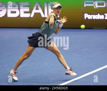 Linz, Autriche .10 novembre 2021.Alison Riske, joueur de tennis américain, en action au tournoi Ladies Linz en haute-Autriche, à Linz, le mercredi 10 novembre 2021.© Juergen Hasenkopf / Alamy Live News Banque D'Images