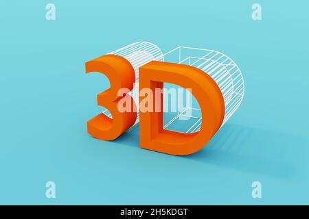 Icône 3D orange partiellement encadrée sur un fond bleu turquoise studio Banque D'Images