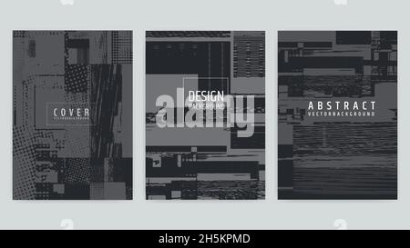 Ensemble de motifs abstraits de couverture d'arrière-plan.Effet d'erreur d'écran.Échec.Graphiques vectoriels.Contours d'arrière-plan abstraits. Illustration de Vecteur