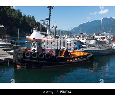 Un remorqueur à quai à Horseshoe Bay près de Vancouver, BC, Canada Banque D'Images