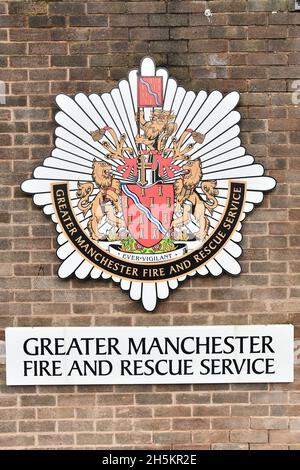 Logo Greater Manchester Fire and Rescue Service Banque D'Images