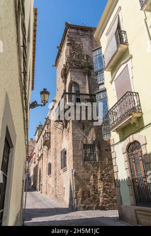 Godoy Palace situé dans la ville monumentale de Caceres, Estrémadure Banque D'Images