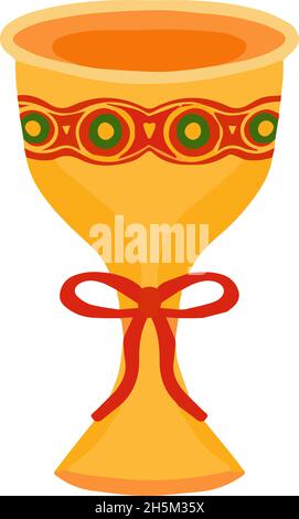 Icône Golden Goblet.Coupe dorée, style plat.Gobelet à vin isolé sur fond blanc.Logo Calice.Illustration vectorielle Illustration de Vecteur