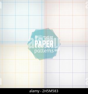 Définir : motifs de papier.Papier millimétrique dans différentes couleurs.Illustration vectorielle Illustration de Vecteur