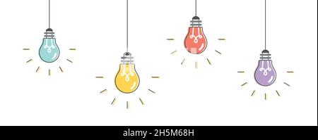 Ampoules suspendues.Illustration vectorielle, conception plate Illustration de Vecteur