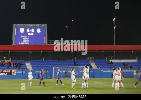 Barcelone, Espagne.10 novembre 2021.Barcelone, Espagne, 10 novembre 2021 : fin du match, match de l'UEFA Women's Champions League entre Barcelone et Hoffenheim au stade Johan Cruyff de Sant Joan Desp, Barcelone, Espagne.Rama Huerta/SPP crédit: SPP Sport presse photo./Alamy Live News Banque D'Images