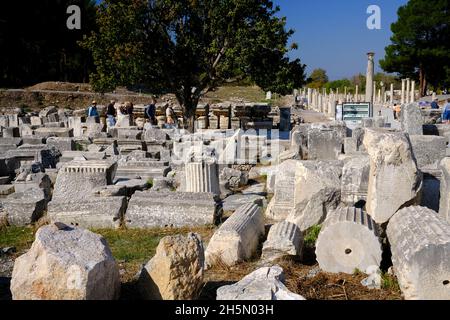 Ruines découvertes dans la ville biblique d'Éphèse, Turquie Banque D'Images