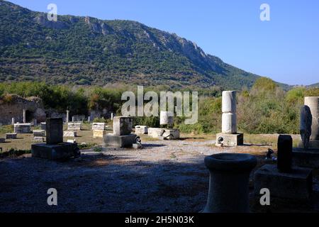 Ruines découvertes dans la ville biblique d'Éphèse, Turquie Banque D'Images