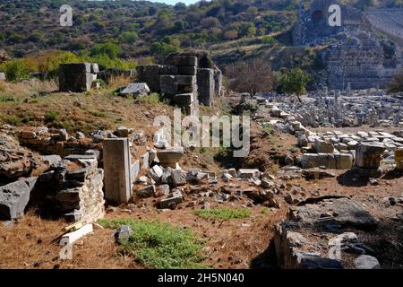 Ruines découvertes dans la ville biblique d'Éphèse, Turquie Banque D'Images