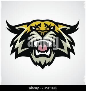 Lynx Wildcat Bobcat Tiger Big Cat logo Mascot Vector Illustration Illustration de Vecteur