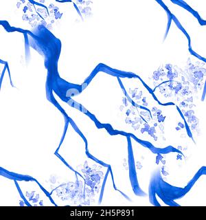 Illustrations Sakura.Fleur.Bleu moderne Banque D'Images