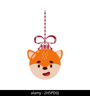 Joyeux Noël et bal du nouvel an avec un joli renard.Bande dessinée hiver vacances baud animal.Illustration du stock vectoriel Illustration de Vecteur