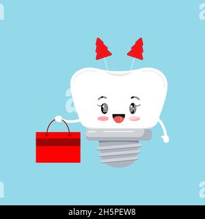 Implant dentaire mignon avec illustration de vecteur cadeau. Illustration de Vecteur