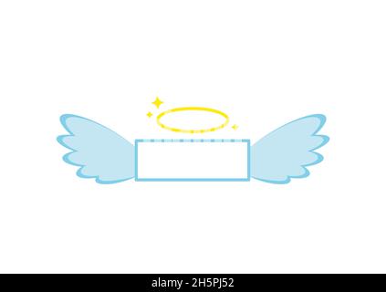 Plaque avec ailes d'ange et halo isolé sur fond blanc. Illustration de Vecteur