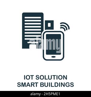Icône bâtiments intelligents.Panneau monochrome de la collection de solutions iot.Illustration de l'icône Creative Smart Buildings pour la conception Web, les infographies et bien plus encore Illustration de Vecteur