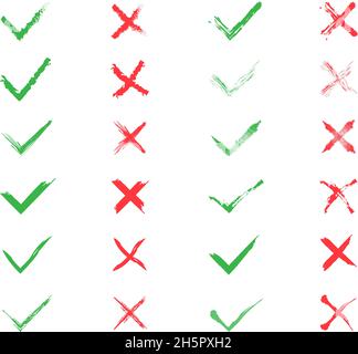 cocher et croix définies par différentes formes, vecteur Illustration de Vecteur