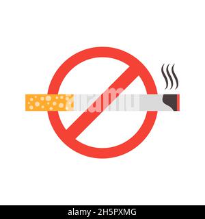 interdiction de fumer, cigarette et panneau d'interdiction dans l'appartement Illustration de Vecteur