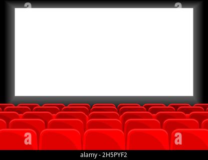 Cinéma chaises de hall vides vecteur fond plat regardant l'illustration du film. Illustration de Vecteur