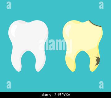 mettez vos dents en bonne santé et en santé dans un style plat Illustration de Vecteur