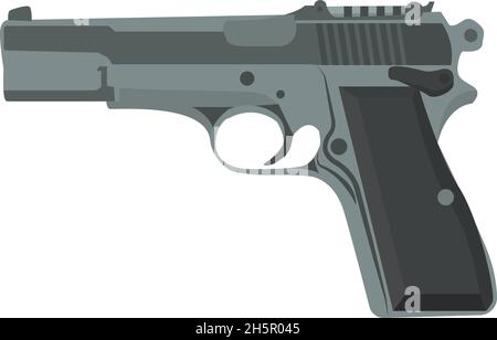 arme, pistolet plat sur fond blanc Illustration de Vecteur