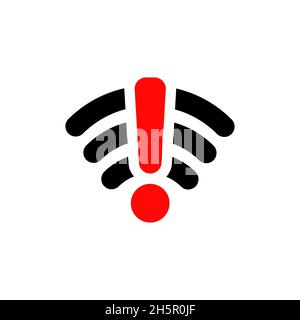 Réseau défectueux, icône de connexion à vecteur de problème wifi, perte du signal du serveur illustration isolée Illustration de Vecteur