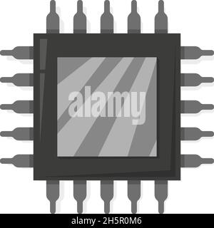 Puce d'ordinateur de processeur dans un style plat, illustration vectorielle Illustration de Vecteur