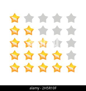 Collection d'étoiles dorées, critique de vecteur, illustration du tarif fixe de l'ensemble d'étoiles dorées Illustration de Vecteur