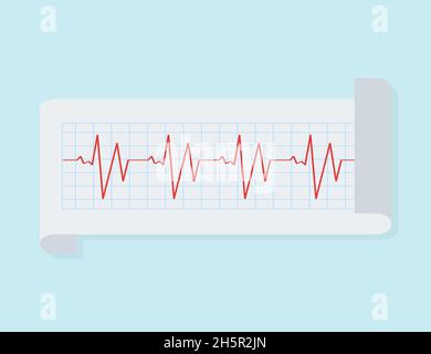 cardiogramme pour cœur sur papier avec ombre, vecteur Illustration de Vecteur